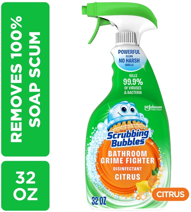 Main image of Scrubbing Bubbles Disinfectant Bathroom Shower & Tub Cleaner Grime Fighter Spray, 32 oz, Citrus