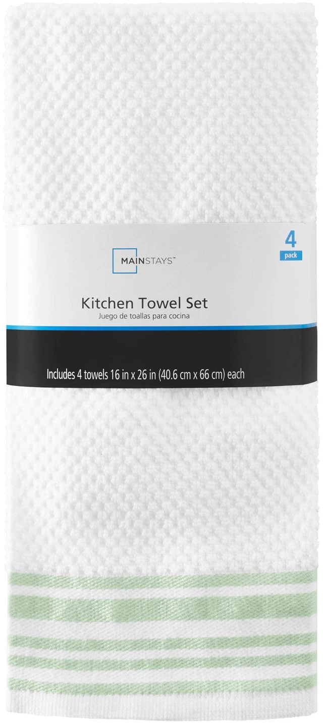 Alt view image 5 of 5 - Mainstays 4-Pack 16in x 26in Woven Kitchen Towel Set, Sage