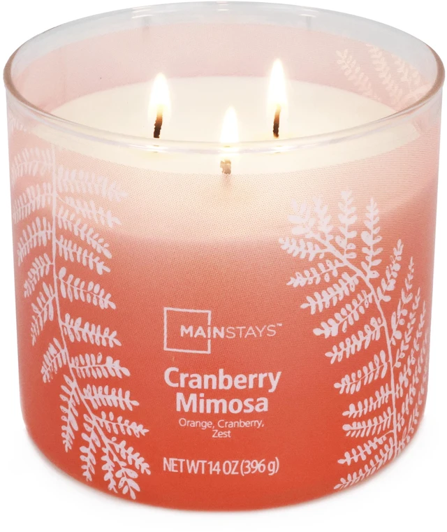 Main image of Mainstays 3-Wick Ombre Wrap Cranberry Mimosa 14oz Candle
