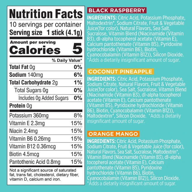 Alt view image 6 of 6 - Sparkling Ice Zero Sugar Powder Drink Mix Variety Pack, Orange Mango, Black Raspberry and Coconut Pineapple, 10 Sticks