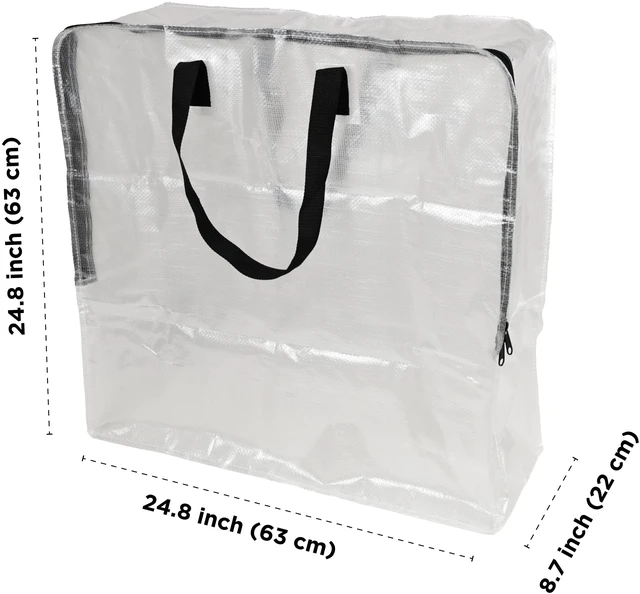 Alt view image 2 of 6 - Mainstays 24Gallon Clear Slim Storage and Moving Bag with Zipper Closure and Dual Carry Handles