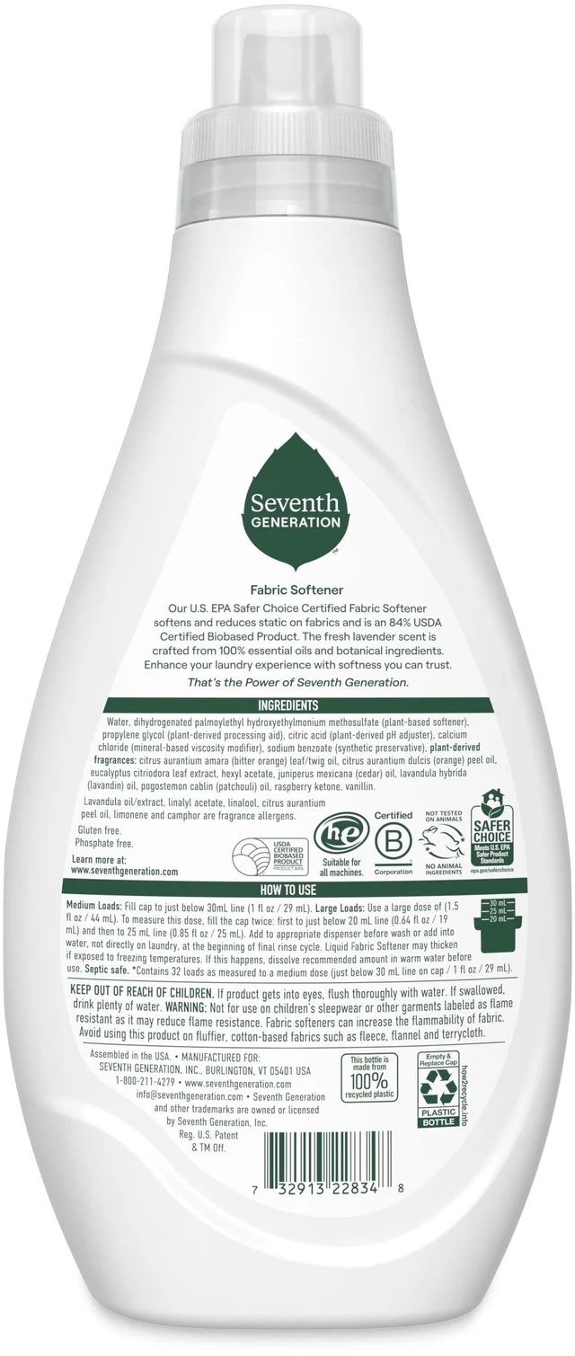 Alt view image 3 of 6 - Seventh Generation Fabric Softener, Fresh Lavender, 32 fl oz, 32 Loads