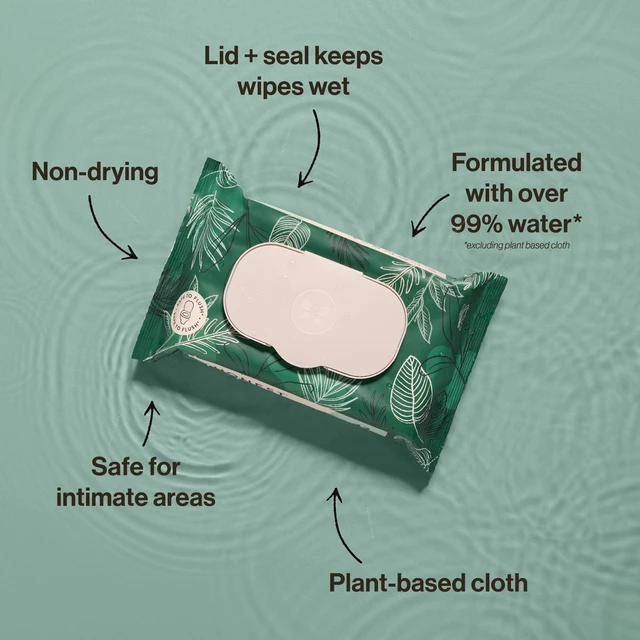 Alt view image 5 of 5 - Honest Company Flushable Wipes for Adults, Fragrance Free, Hypoallergenic, Tropical Leaves, 42 Count