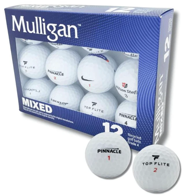 Alt view image 5 of 5 - Mulligan Recycled White Golf Balls, Mixed Brands, 12-Pack