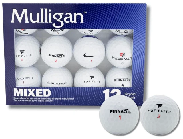 Alt view image 2 of 5 - Mulligan Recycled White Golf Balls, Mixed Brands, 12-Pack