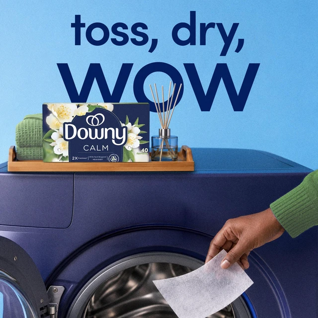 Alt view image 5 of 6 - Downy CALM Mega Dryer Sheets White Tea & Bergamot 55 Count