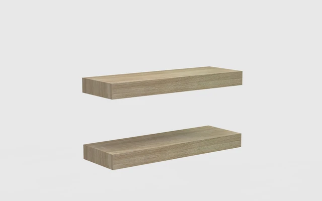 Alt view image 5 of 6 - Mainstays Natural 16.5-Inch Wood Floating Shelves, Set of 2