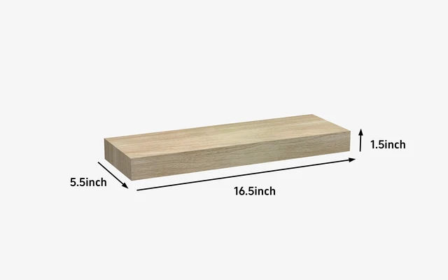 Alt view image 6 of 6 - Mainstays Natural 16.5-Inch Wood Floating Shelves, Set of 2