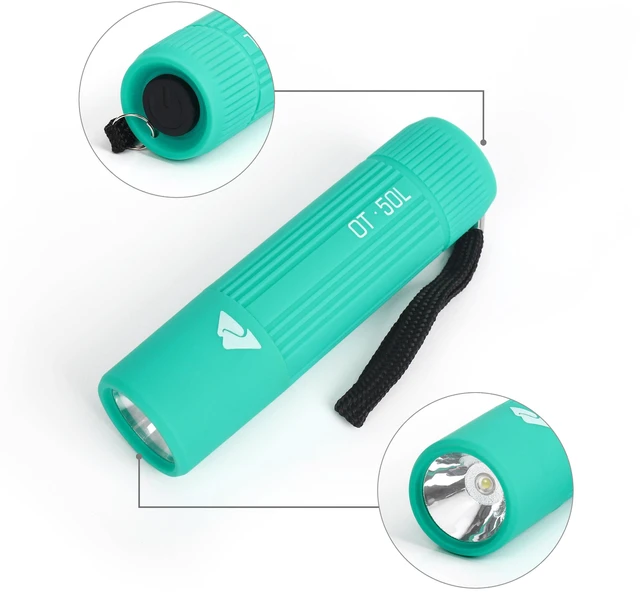 Alt view image 2 of 6 - 3-Pack Ozark Trail Mini Handheld LED Flashlight, 50Lumens, 3 AAA Batteries Included, Teal