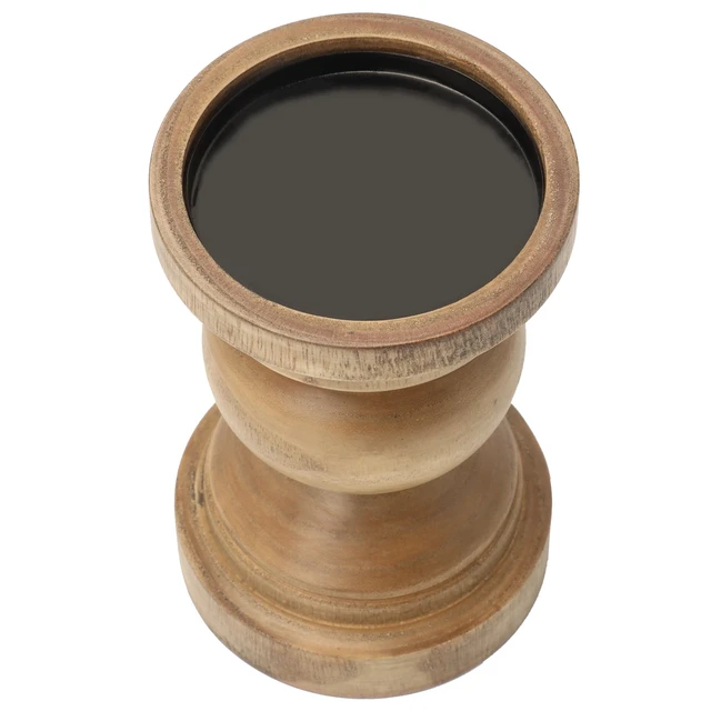 Alt view image 3 of 7 - Mainstays 6in Wood Pillar Candle Holder, Natural Teak