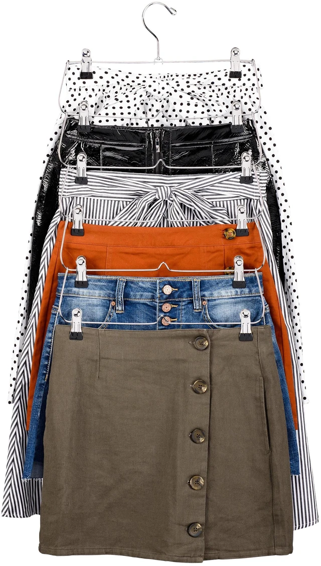 Alt view image 6 of 6 - Mainstays 6-Tier Space-Saving Chrome Metal Pant & Skirt Hanger