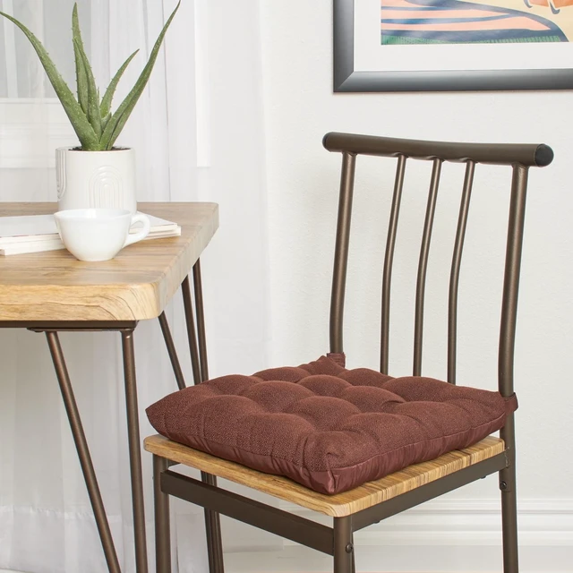Alt view image 4 of 5 - Mainstays 1-Piece Brown Chair Seat Pad Cushion, 15.5in x 16in