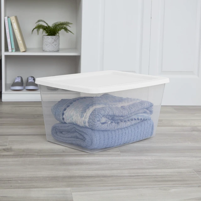 Alt view image 2 of 6 - Sterilite 20Quart Small Storage Bin, Clear Plastic with Snap-on Lid, White