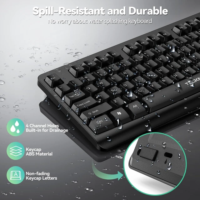 Alt view image 3 of 6 - TECKNET 2.4G Silent Full-Size Wireless Keyboard with Number Pad