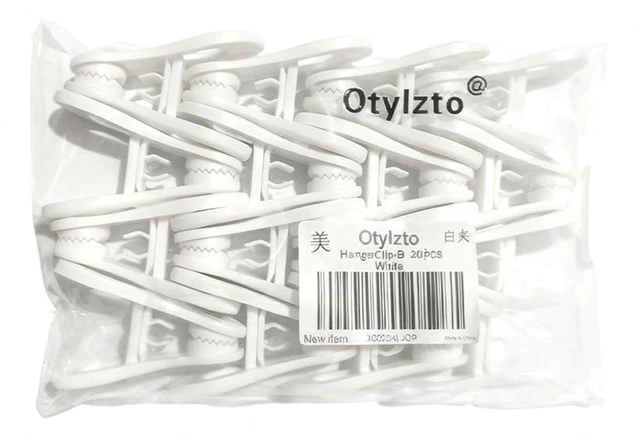 Alt view image 4 of 4 - Otylzto 20PCS Multi-Purpose White Hanger Clips, Standard Plastic Clips