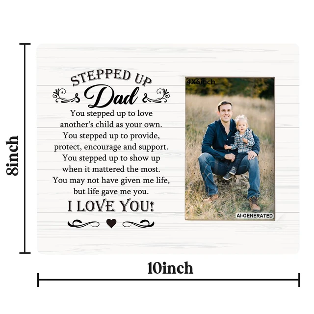 Alt view image 2 of 6 - Stepped Up Dad Photo Frame Wall Art Tabletop, 4x6 Inches, Gift for Stepdad