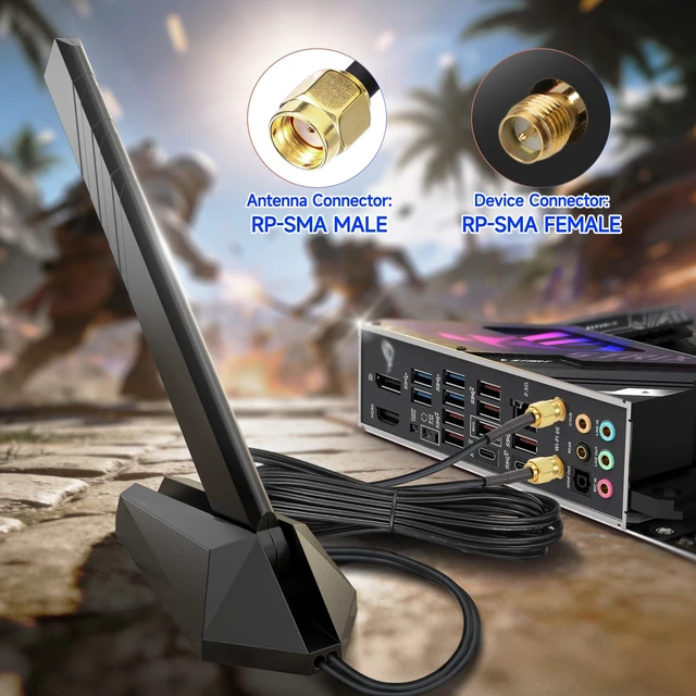 Alt view image 3 of 6 - Eightwood WiFi 6E Tri-Band Antenna, 6GHz/5GHz/2.4GHz, RP-SMA