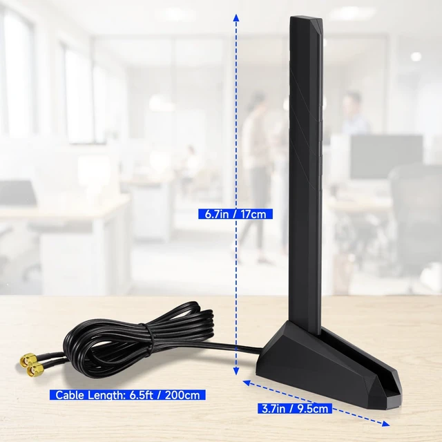 Alt view image 5 of 6 - Eightwood WiFi 6E Tri-Band Antenna, 6GHz/5GHz/2.4GHz, RP-SMA