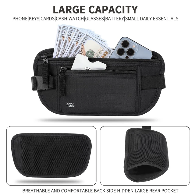 Alt view image 4 of 6 - RFID Blocking Hidden Money Belt and Passport Holder for Travel, Black