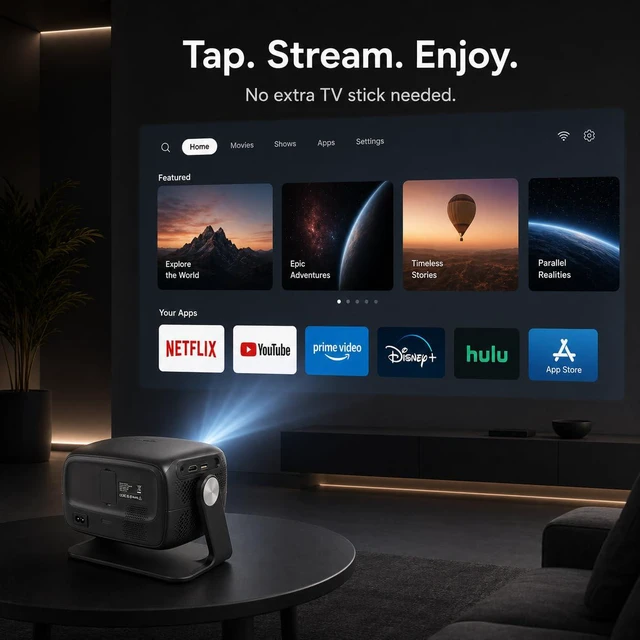 Alt view image 4 of 6 - Native 1080P Portable Projector with Built-in Apps and 4K Support