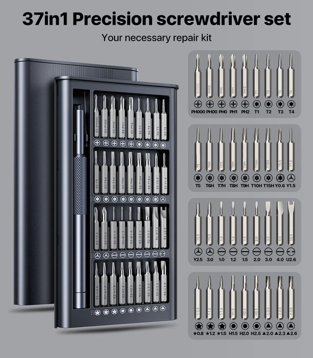 Alt view image 4 of 6 - Wesdut 37-in-1 Precision Screwdriver Set, Magnetic Mini Repair Tool Kit for Phone, Computer, Watch, Laptop, Macbook, Ring Doorbell, Eyeglass, Electronics, Bearing Steel