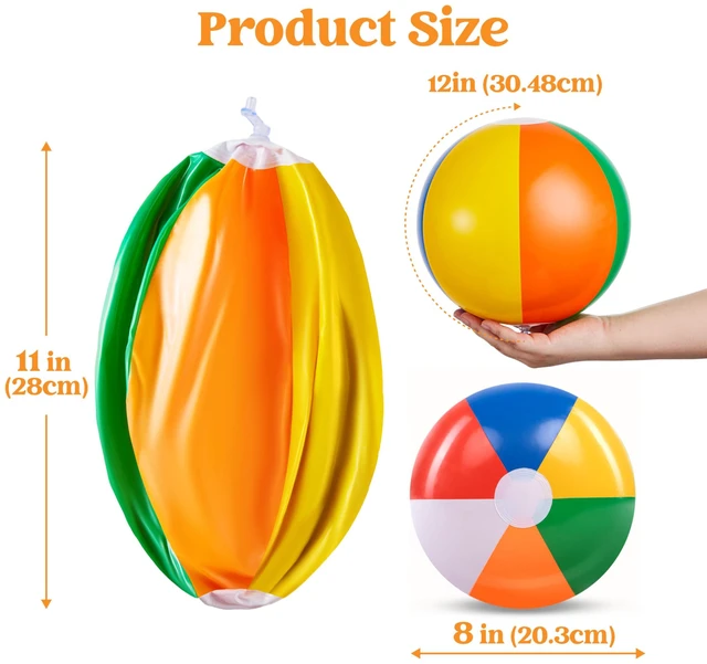 Alt view image 4 of 6 - JOYIN 12-Pack 12" Beach Balls - Bulk Classic Inflatable Swimming Pool Toys for Kids Adults Birthday Party Supplies, Rainbow Color Blow Up Luau Decorations Gifts