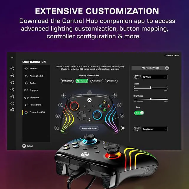 Alt view image 6 of 6 - Turtle Beach Afterglow Wave Wired RGB Gaming Controller for Xbox & PC