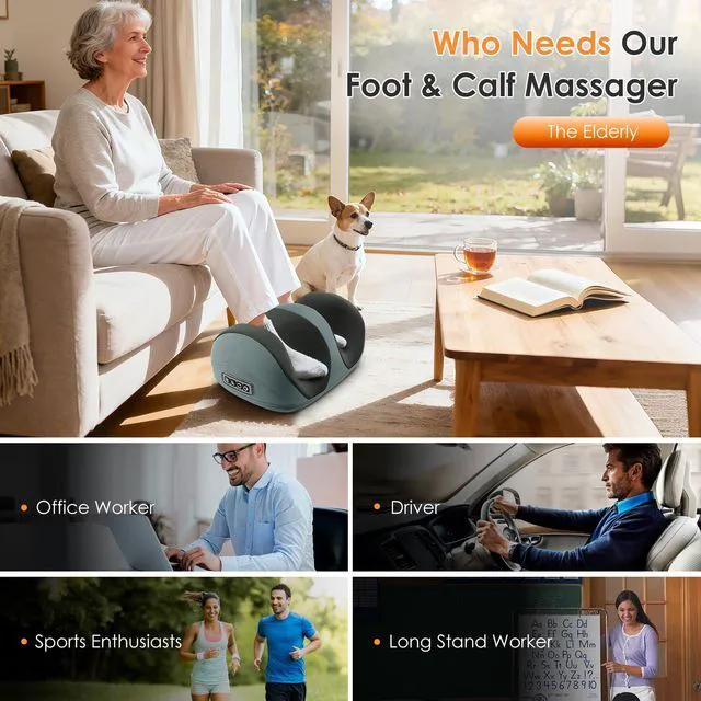 Alt view image 4 of 7 - Shiatsu Foot and Calf Massager with Heat, Grey