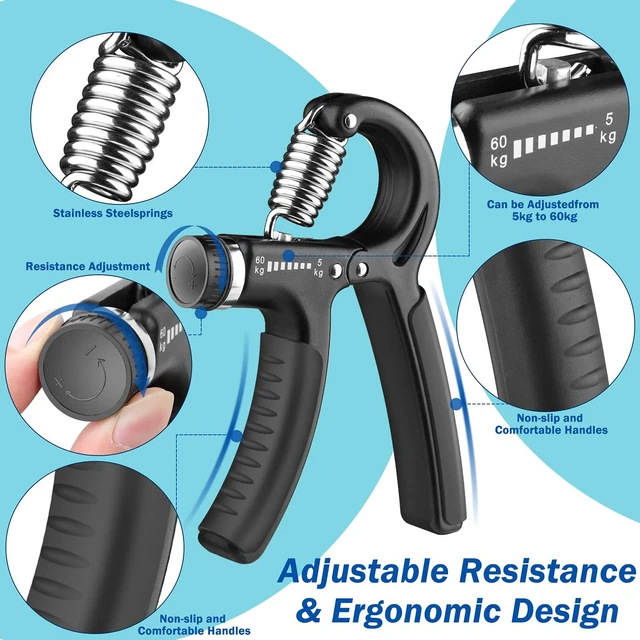 Alt view image 5 of 6 - AIXPI Grip Strength Trainer, Adjustable Resistance 11-132 Lbs (5-60kg), Forearm Strengthener, Hand Exerciser for Muscle Building and Injury Recovery, 2 Pack