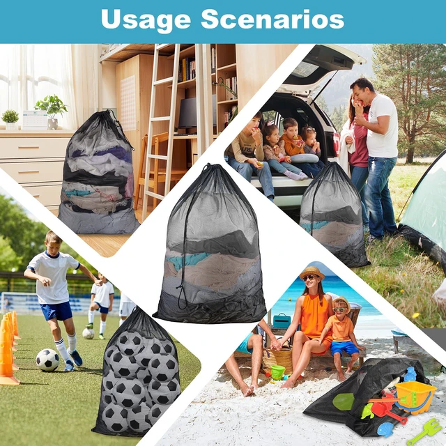 Alt view image 5 of 7 - 3 Pack Large Mesh Laundry Bags, 24x36 Inches, with Drawstring Closure, for Delicates (Black)