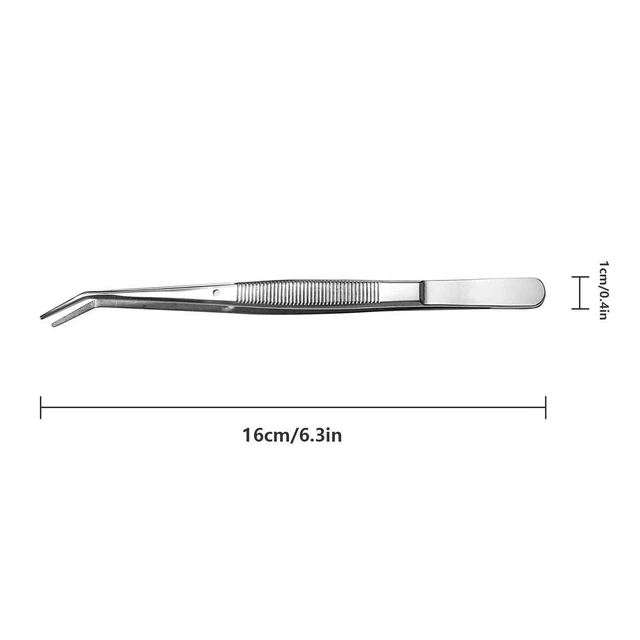 Alt view image 2 of 6 - Stainless Steel Curved Serrated Tip Tweezers Forceps, 2 Pcs, for Sewing Machine Craft Repairing