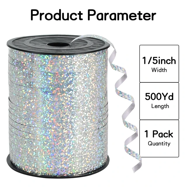 Alt view image 4 of 6 - BEISHIDA 500 Yards Silver Curling Crimped Ribbon Balloon String Shiny Metallic Roll for Gift Wrapping Birthday Party Festival Art Craft Decor Florist Flowers Decoration