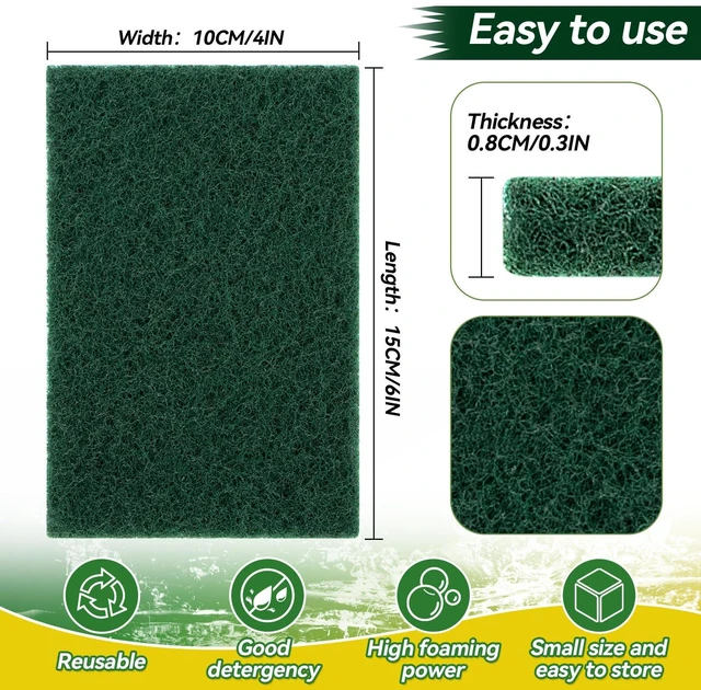 Alt view image 5 of 7 - MAQIHAN Heavy Duty Scouring Pad 10PCS Green Scrubbing Pads for Cleaning