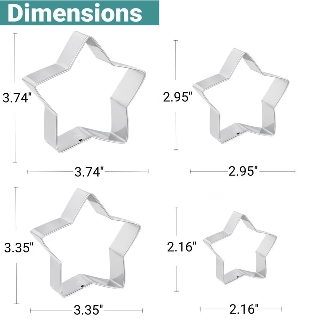 Alt view image 3 of 7 - JOB JOL Star Cookie Cutters, 4 PCS, 2'' to 3.8'', for 4th of July