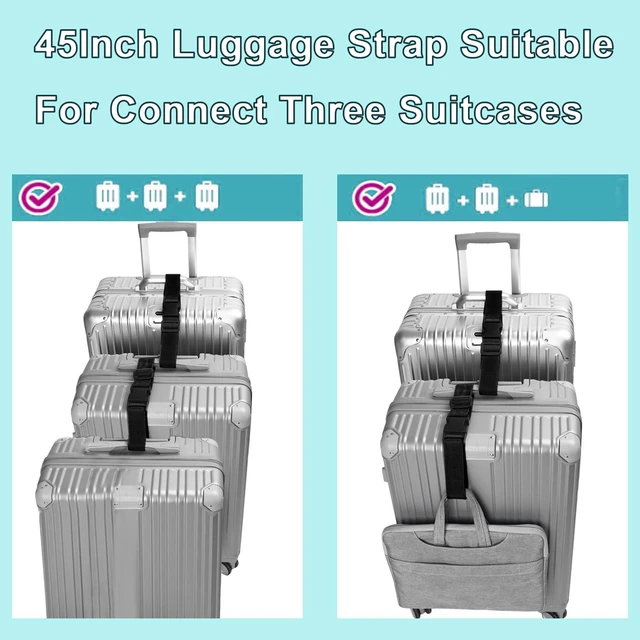 Alt view image 2 of 6 - Luggage Straps 2 Pack Black, Travel Belt Multiple Connector for Suitcases