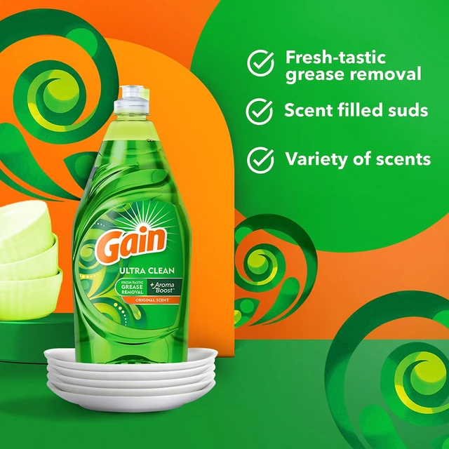Alt view image 3 of 7 - Gain Ultra Liquid Dish Soap, Original Scent, Grease Removal, 38Fl Oz (Pack of 1)