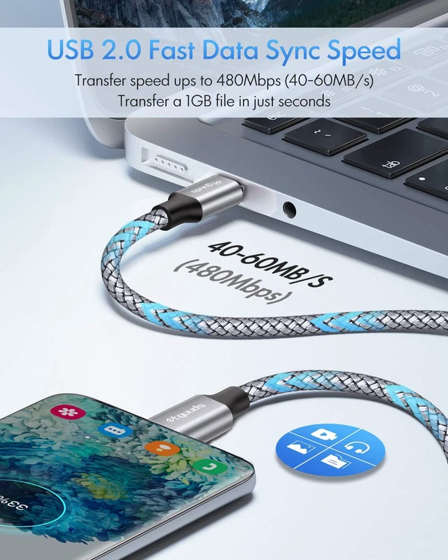 Alt view image 2 of 6 - etguuds USB C to USB C Cable 2ft 2-Pack 60W Fast Charging