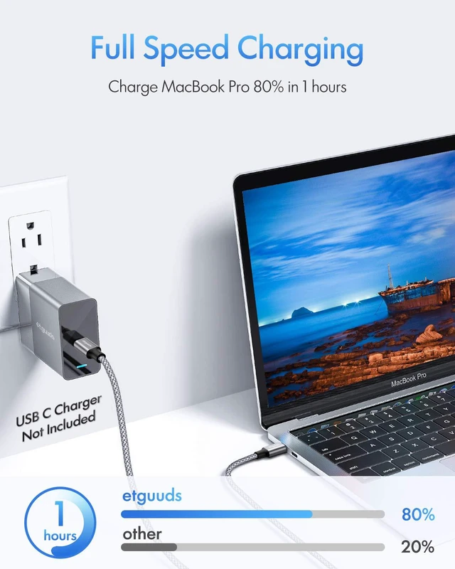 Alt view image 6 of 6 - etguuds USB C to USB C Cable 2ft 2-Pack 60W Fast Charging