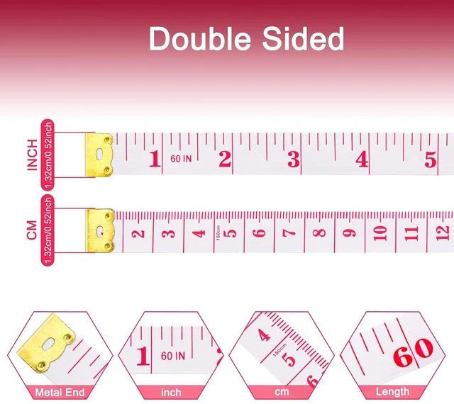 Alt view image 6 of 7 - GDMINLO 3 Pack Tape Measure for Body Fabric Sewing Tailor Cloth Knitting Craft, Retractable 60-Inch 1.5 Meter, Small Push Button Double Scales Rulers