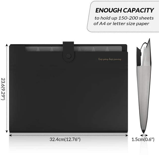 Alt view image 3 of 7 - SKYDUE Accordion File Organizer, 8-Pocket Expanding File Folder, Letter/A4 Size, Portable Document Organizer, Black - School Office Hospital Bag Essentials