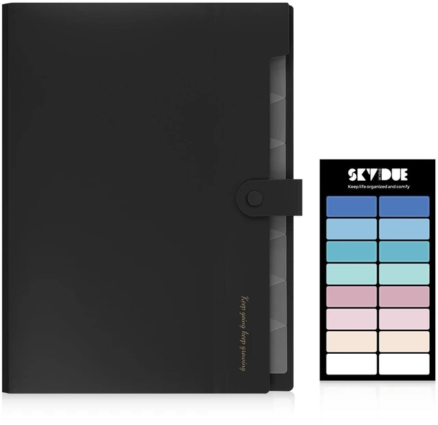 Alt view image 7 of 7 - SKYDUE Accordion File Organizer, 8-Pocket Expanding File Folder, Letter/A4 Size, Portable Document Organizer, Black - School Office Hospital Bag Essentials