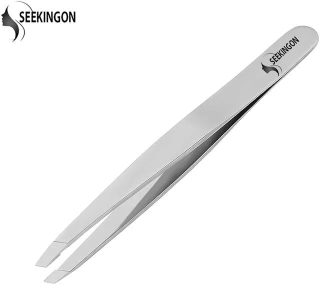 Alt view image 6 of 7 - Precision Tweezers for Women & Men Facial Hair, Hand Filed & Aligned, Non Slip Grip Slant Sharp, for Ingrown Hair Plucking, Silver
