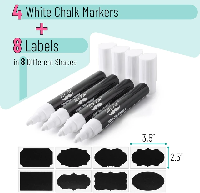 Alt view image 2 of 6 - Mr. Pen Liquid Chalk Marker Pen, 4 Pack, 8 Labels