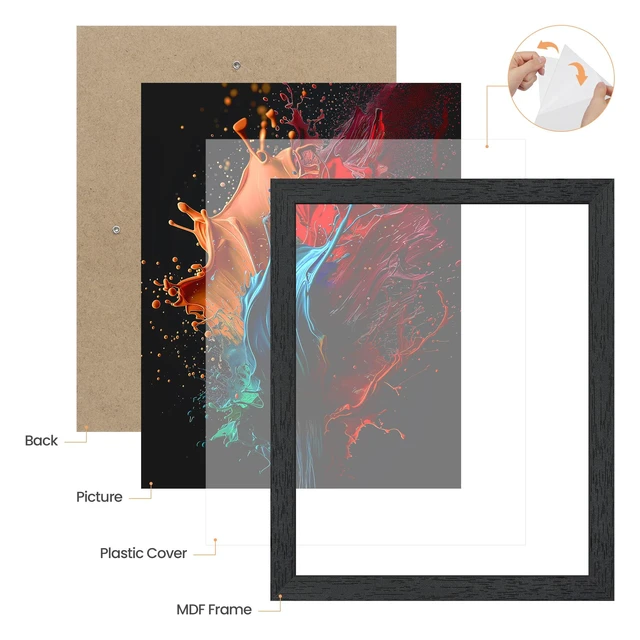 Alt view image 6 of 6 - Upsimples 12x16 Wall Gallery Picture Frame, Black, Engineered Wood, 1 Pack