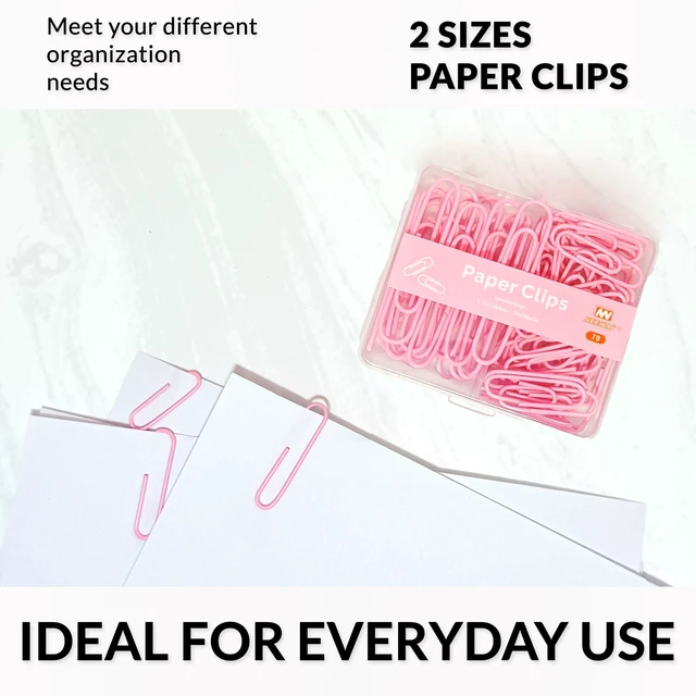 Alt view image 2 of 6 - NEEWAY Colorful Paper Clips, Assorted Sizes, Small and Large, 70 Count (Light Pink)