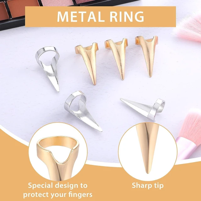 Alt view image 7 of 7 - Giantree 10Pcs Braiding Aid Hair Parting Ring, Nail Covers Back Scratcher, Hair Parting Tool for Braiding, Cosplay, Nail Art, Holiday Party (Gold + Silver)