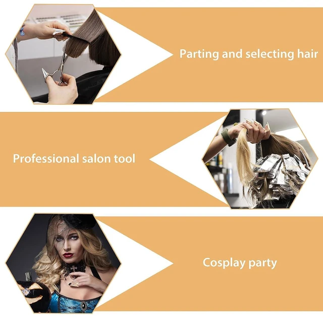 Alt view image 4 of 7 - Giantree 10Pcs Braiding Aid Hair Parting Ring, Nail Covers Back Scratcher, Hair Parting Tool for Braiding, Cosplay, Nail Art, Holiday Party (Gold + Silver)