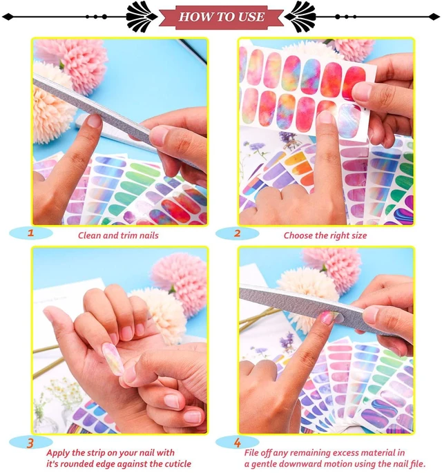 Alt view image 4 of 7 - 352 Pieces 16 Sheets Bright Solid Color Toe Nail Polish Strips Self-Adhesive Nail Art Decals with Nail File for Women and Girls