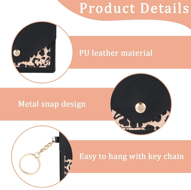 Alt view image 7 of 7 - 1 Pack 4.3 x 3 Inch PU Leather Birth Control Pill Case Wallet with Key Ring, Black