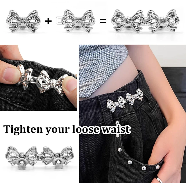 Alt view image 2 of 6 - 8 Sets Pant Waist Tightener, Adjustable Detachable Decorative Waist Buckles, Jeans Buttons for Crystal Pants, Gold